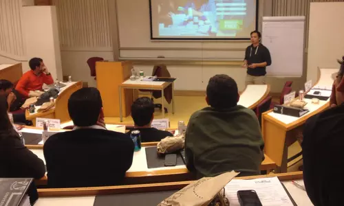 Matt teaching English strategies to students