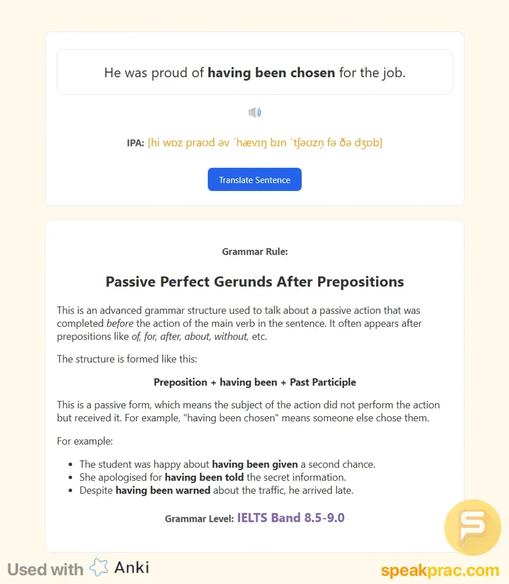 Advanced Grammar Flashcard Examples