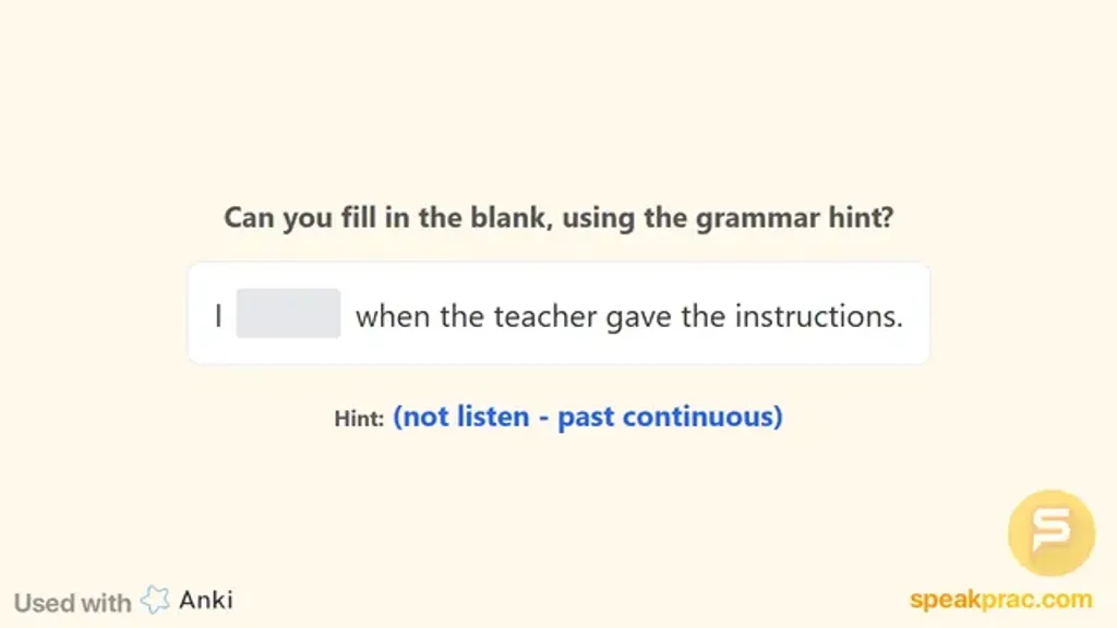 Intermediate Grammar Flashcard Examples