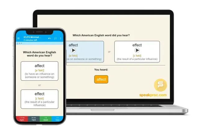 IELTS Pronunciation Flashcards Bundle shown on Laptop and Smartphone